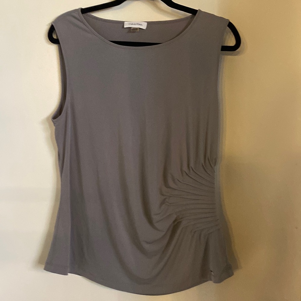 Calvin Klein XL side rouching gray tank careerwear